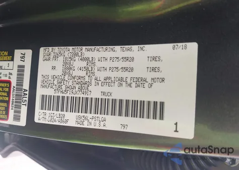 2018 Toyota Tundra Limited 5.7L V8 from USA, damaged, VIN 5TFHW5F19JX774917